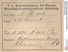 Etiketten zu Aikinit (NHMW-MIN-Ak606)